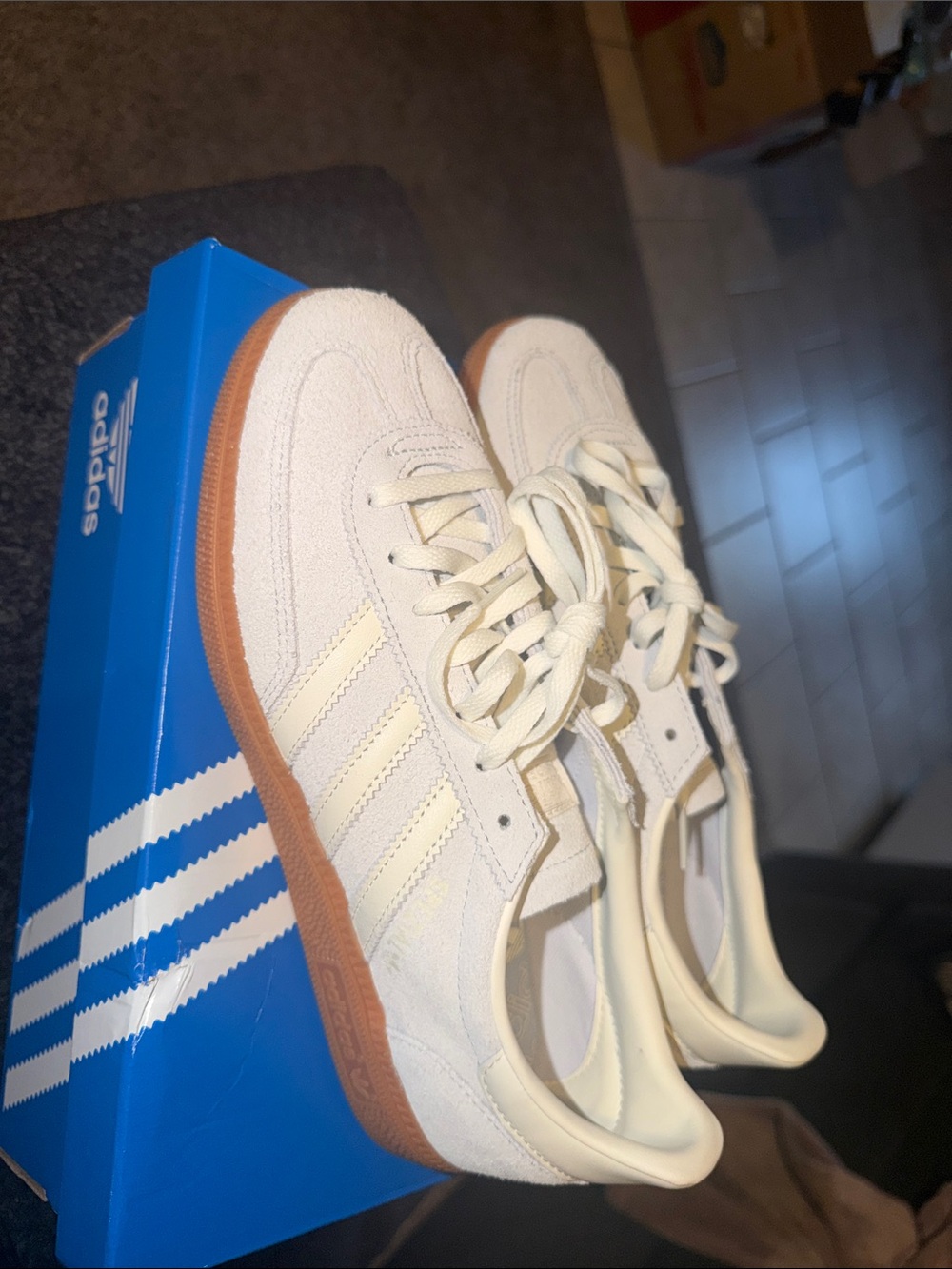 adidas Handball Spezial Sneakers White & Orange US 8 women’s Like New